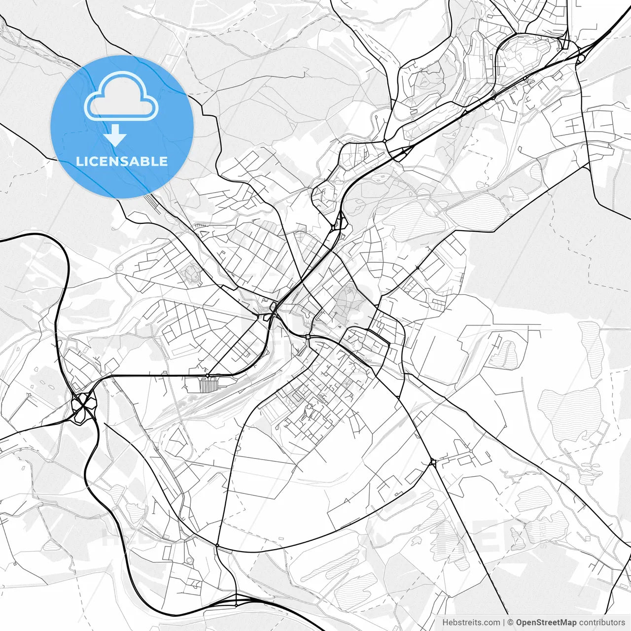 Vector PDF map of Chomutov, Czechia