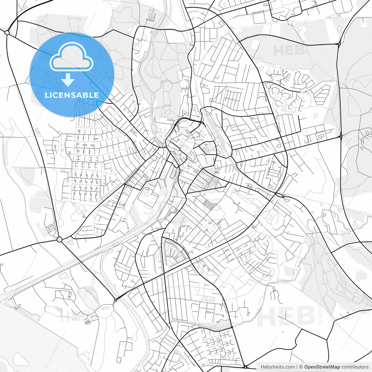 Vector PDF map of Næstved, Denmark