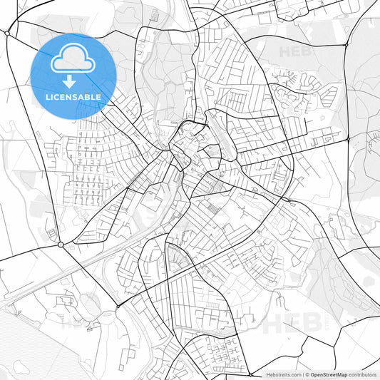 Vector PDF map of Næstved, Denmark