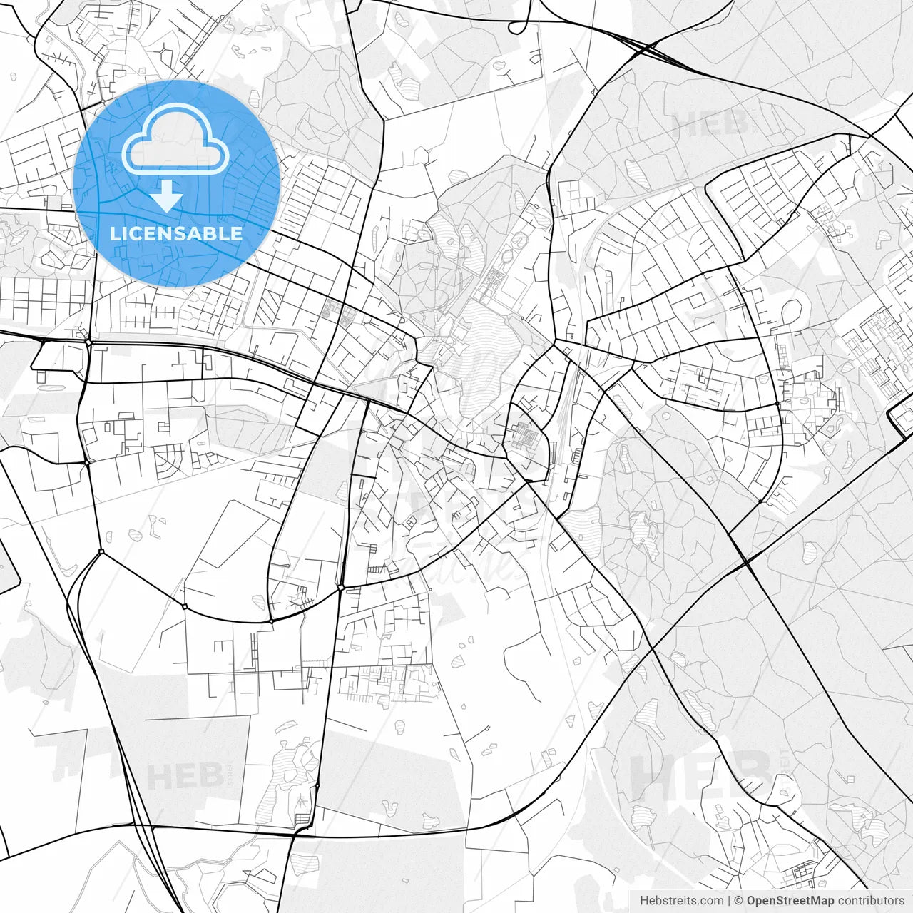 Vector Pdf Map Of Hillerød, Denmark – HEBSTREITS