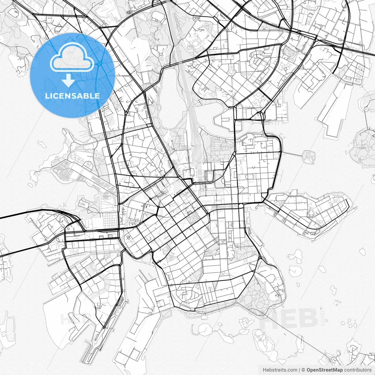 Vector PDF map of Helsinki, Finland
