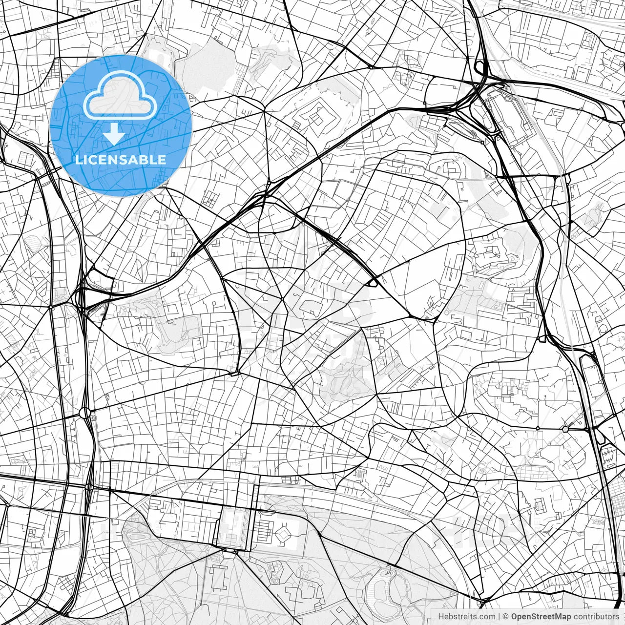Vector PDF map of Montreuil, France