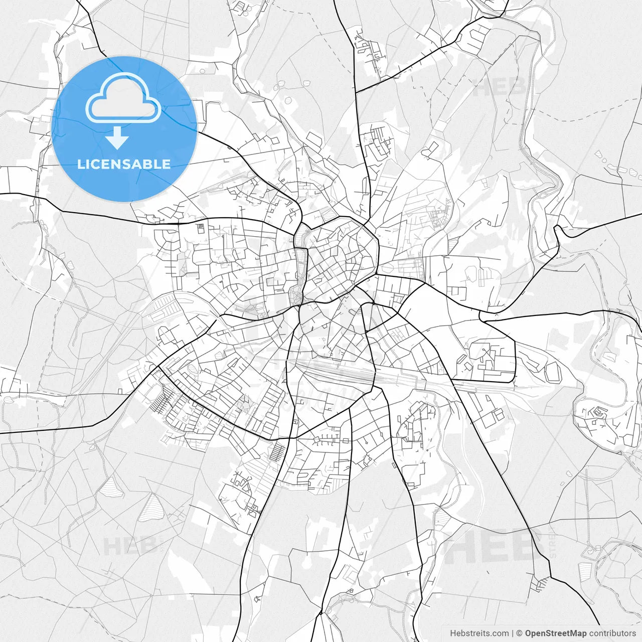 Vector PDF map of Freiberg, Germany