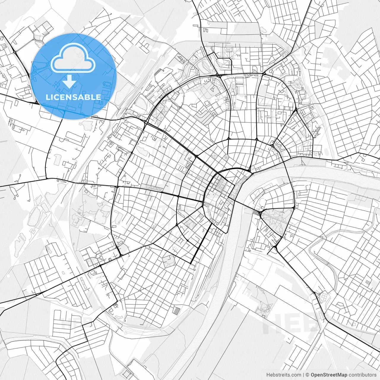 Vector PDF map of Szeged, Hungary