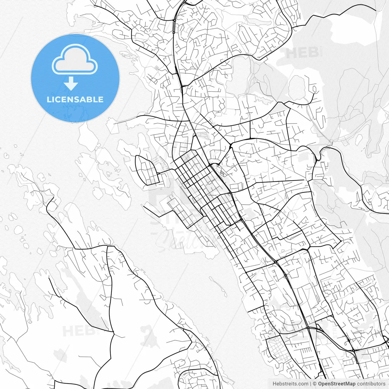 Vector PDF map of Haugesund, Norway