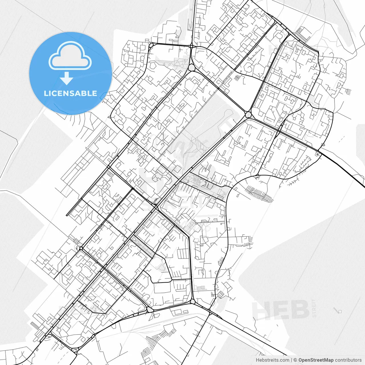 Vector PDF map of Nizhnekamsk, Russia