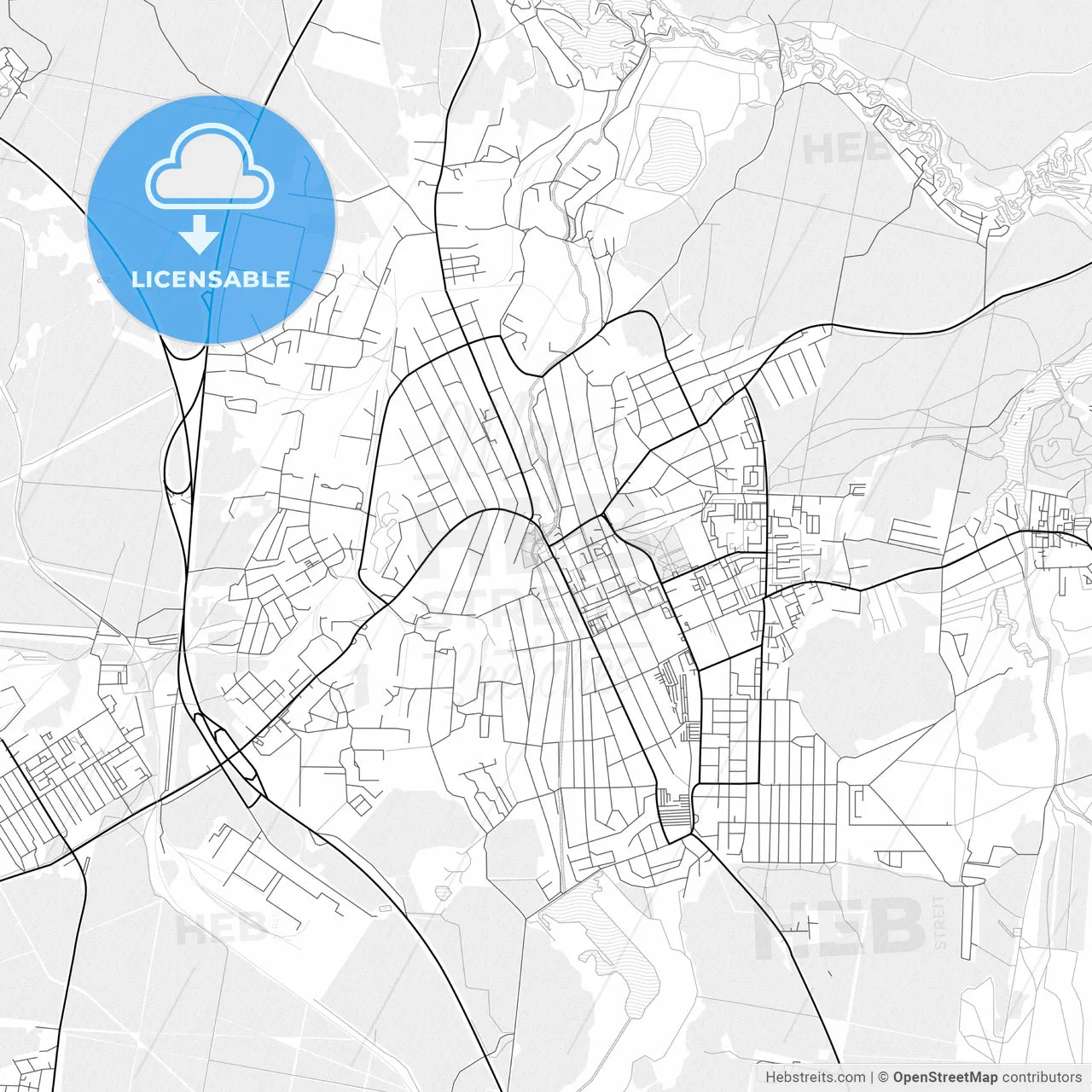 Vector PDF map of Beryozovsky, Russia