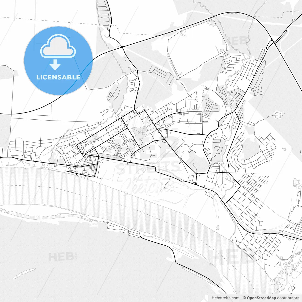 Vector PDF map of Krasnokamsk, Russia