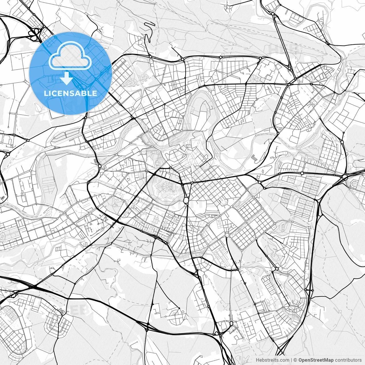 Vector PDF map of Pamplona, Spain