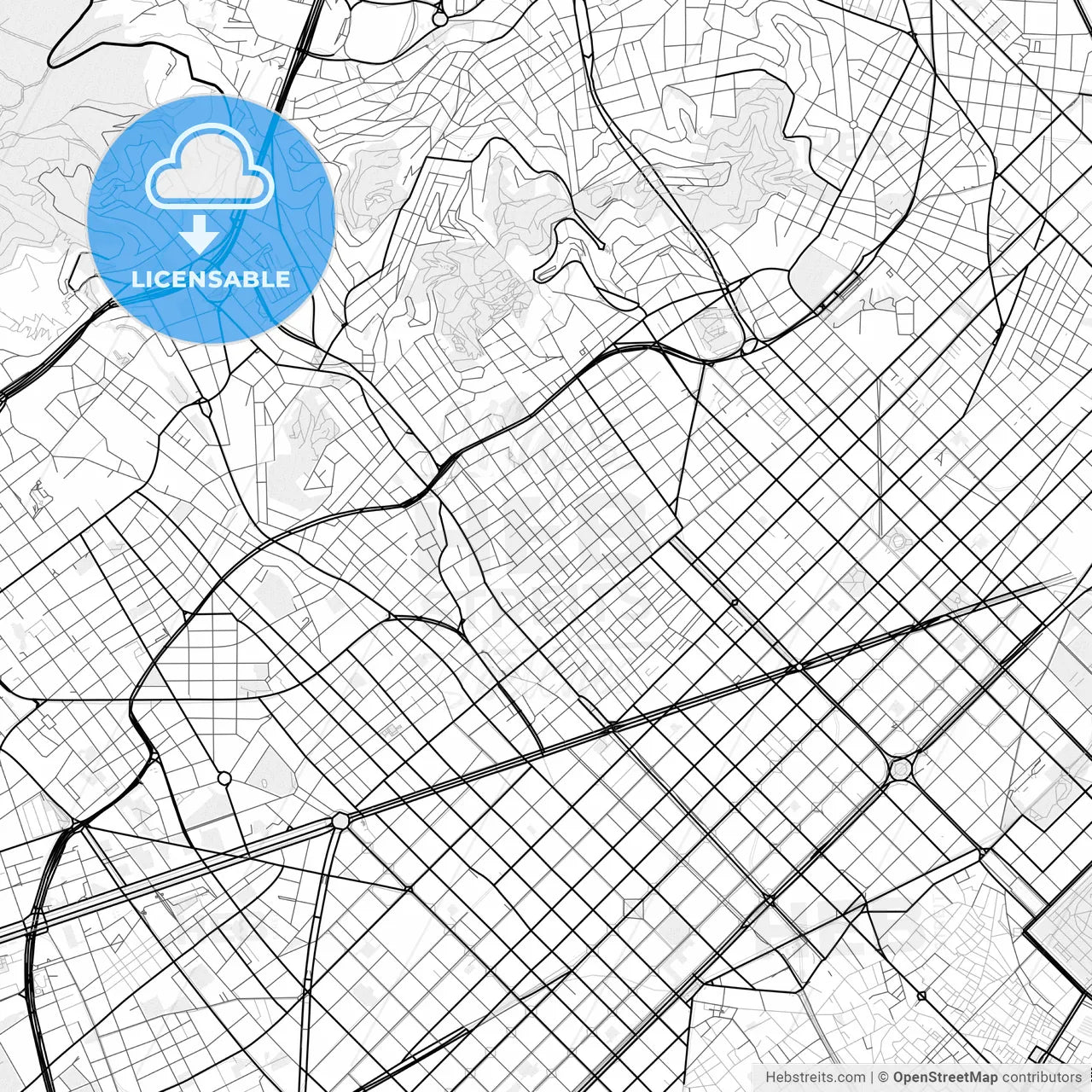 Vector PDF map of Gràcia, Spain