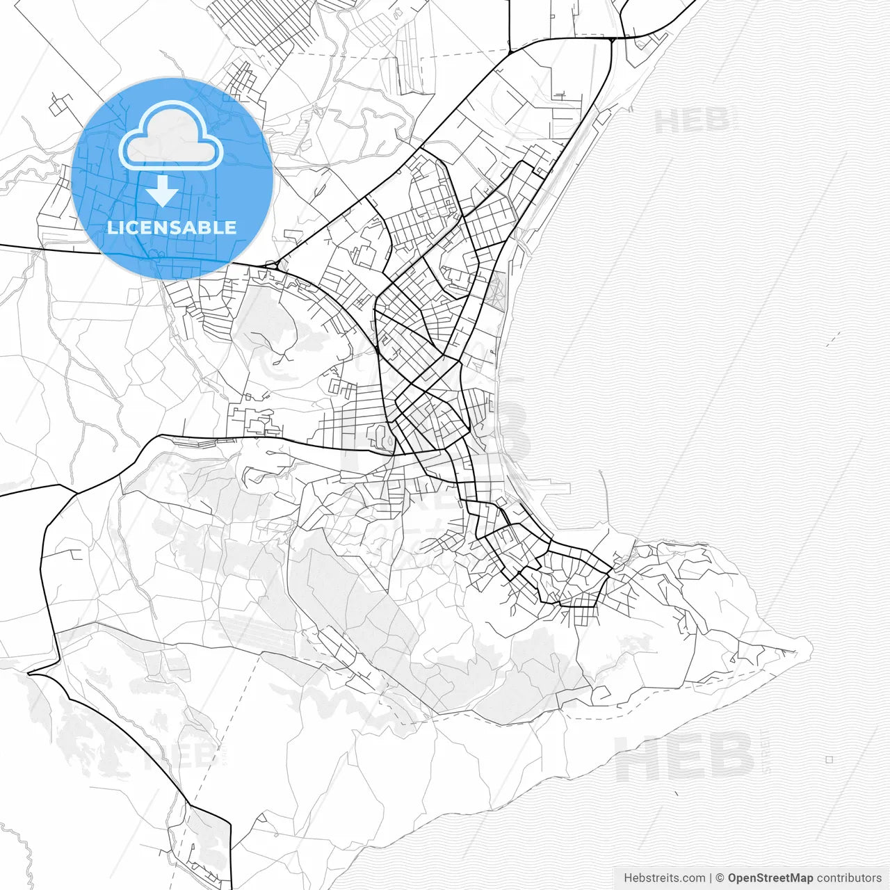 Vector PDF map of Feodosiya, Ukraine
