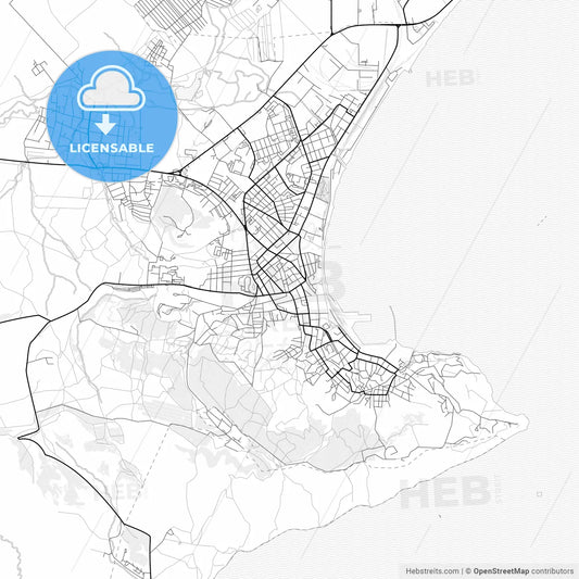 Vector PDF map of Feodosiya, Ukraine