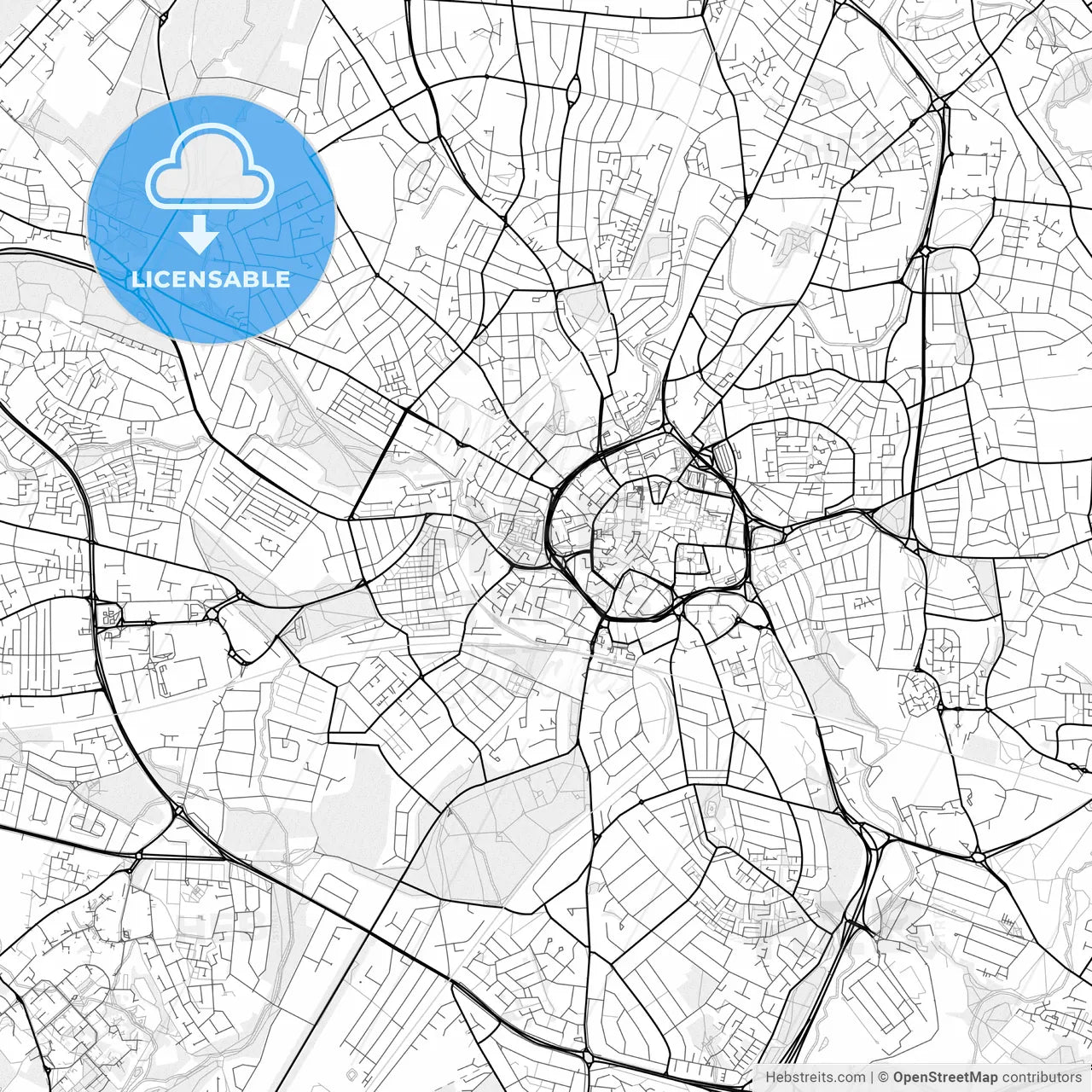 Vector PDF map of Coventry, England