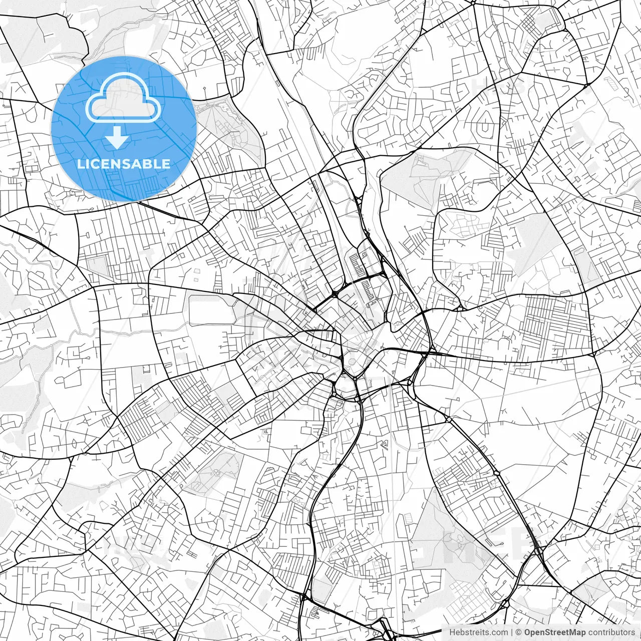 Vector PDF map of Bradford, England