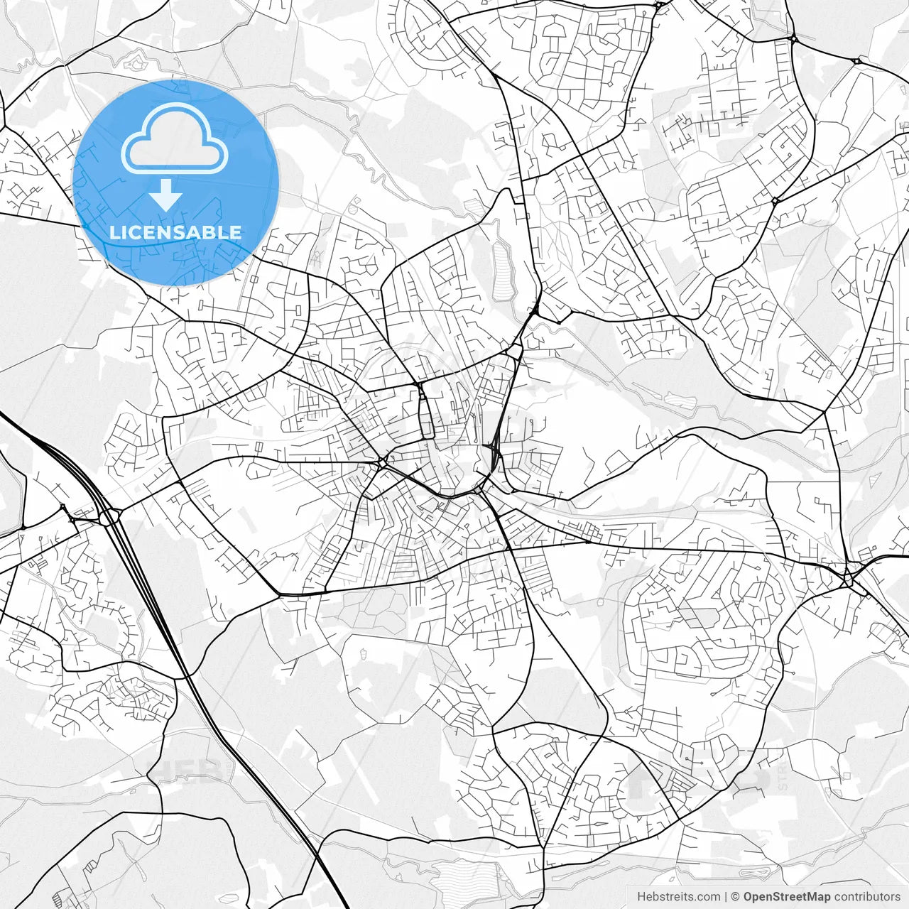 Vector PDF map of Barnsley, England