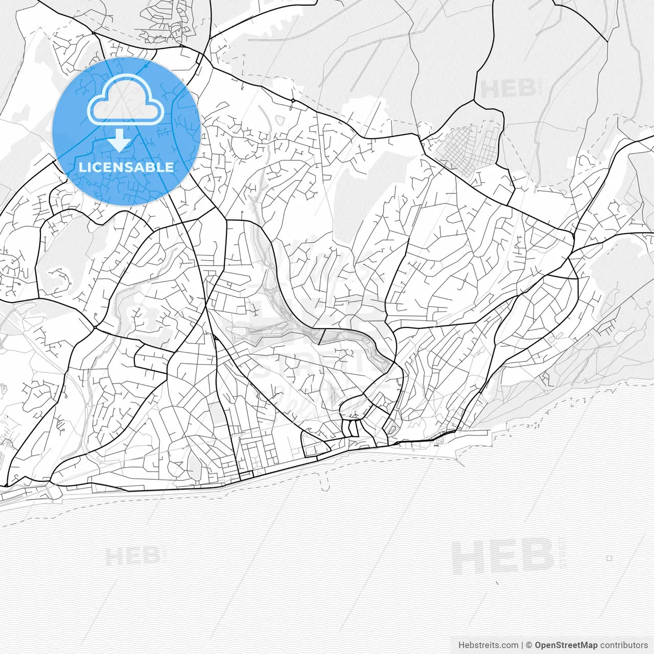 Vector PDF map of Hastings, England