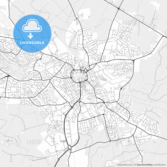 Vector PDF map of Nuneaton, England