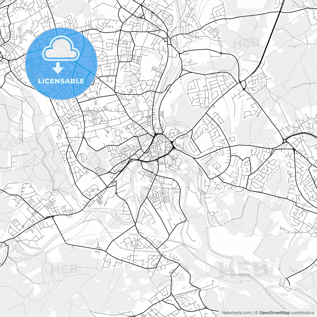 Vector PDF map of Dewsbury, England