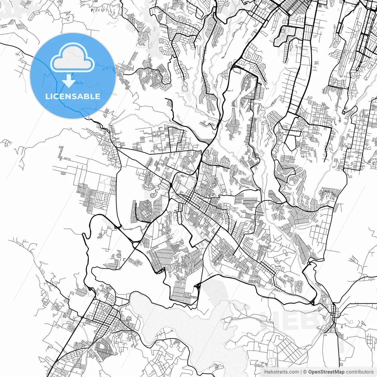 Vector PDF map of Villa Nueva, Guatemala