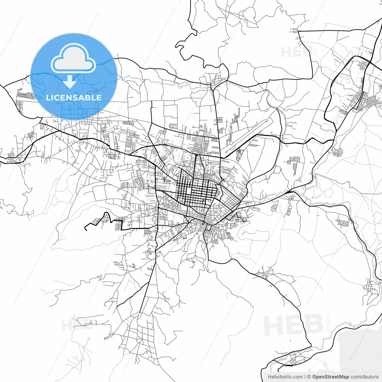 Vector PDF map of Quetzaltenango, Guatemala