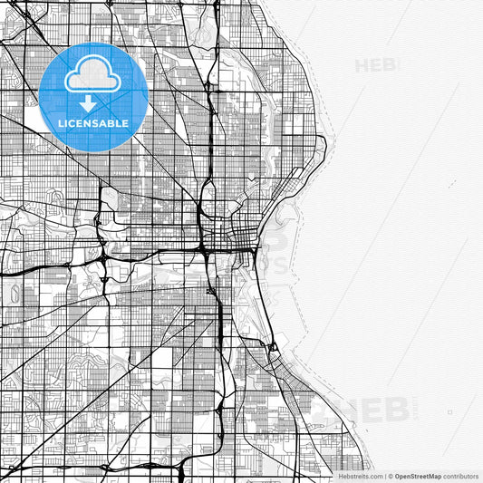 Vector PDF map of Milwaukee, Wisconsin, United States