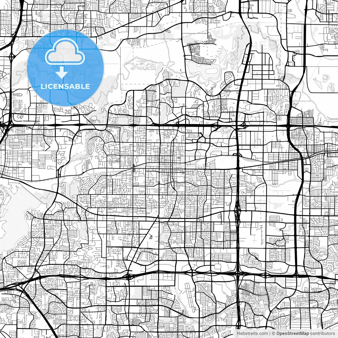 Vector PDF map of Arlington, Texas, United States