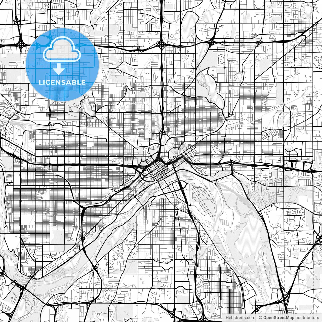 Vector PDF map of Saint Paul, Minnesota, United States