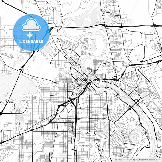 Vector PDF map of Shreveport, Louisiana, United States
