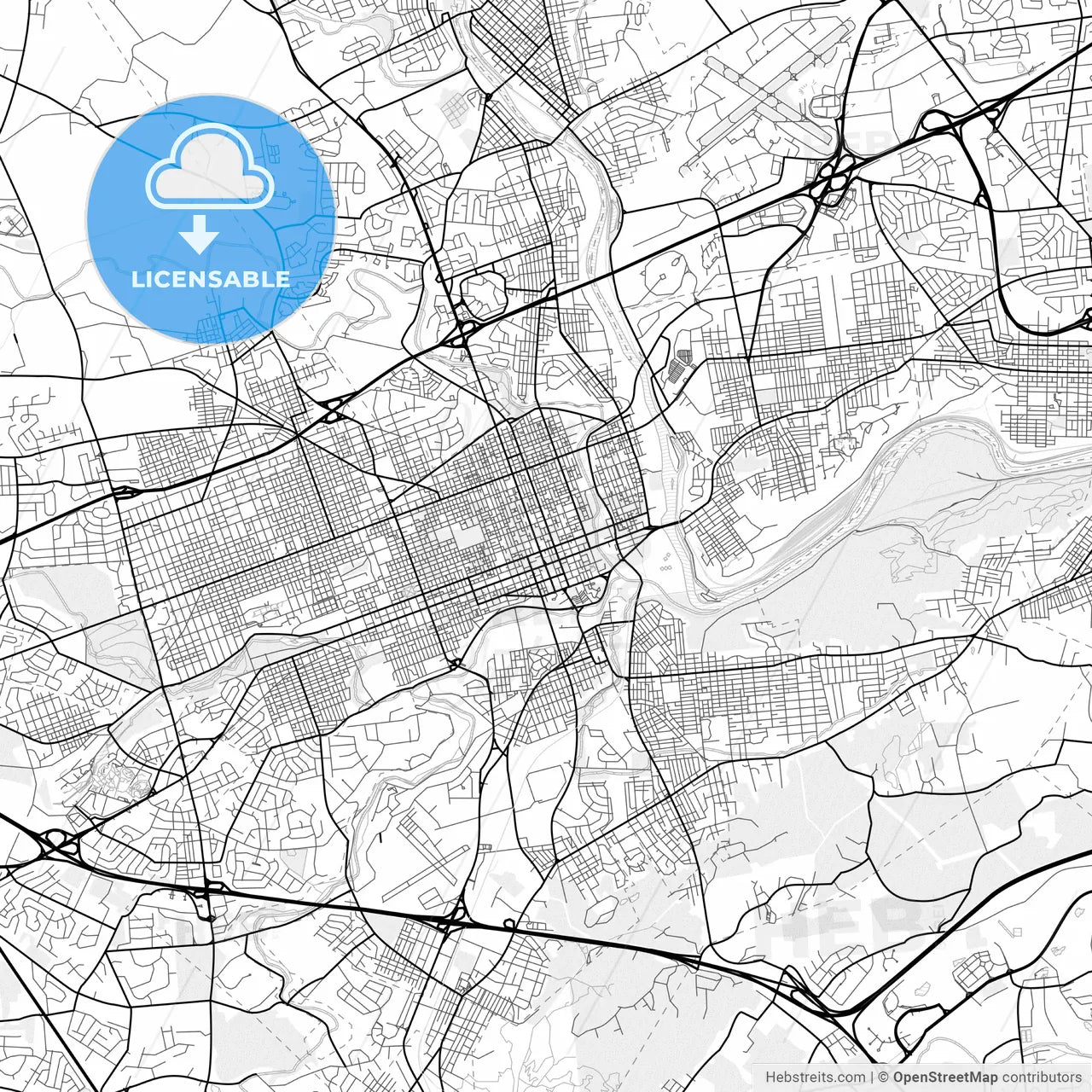 Vector PDF map of Allentown, Pennsylvania, United States