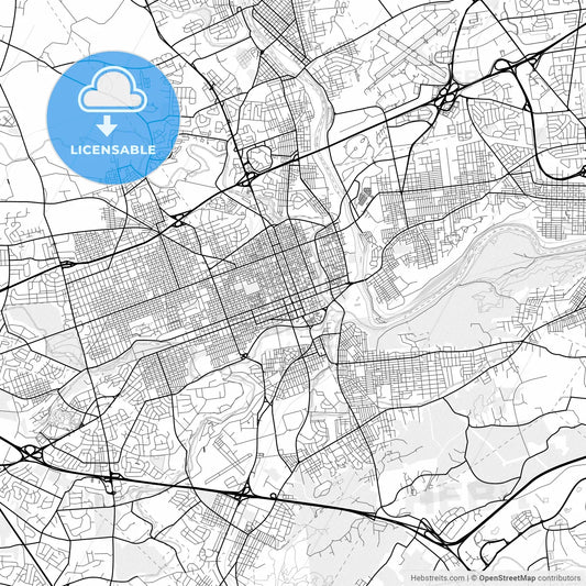 Vector PDF map of Allentown, Pennsylvania, United States