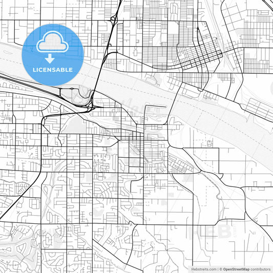 Vector PDF map of Kennewick, Washington, United States