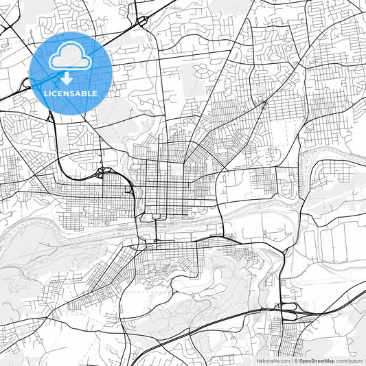 Vector PDF map of Bethlehem, Pennsylvania, United States