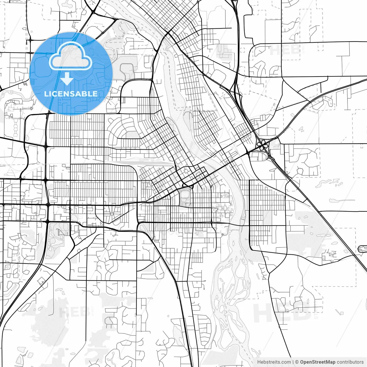 Vector PDF map of St. Cloud, Minnesota, United States