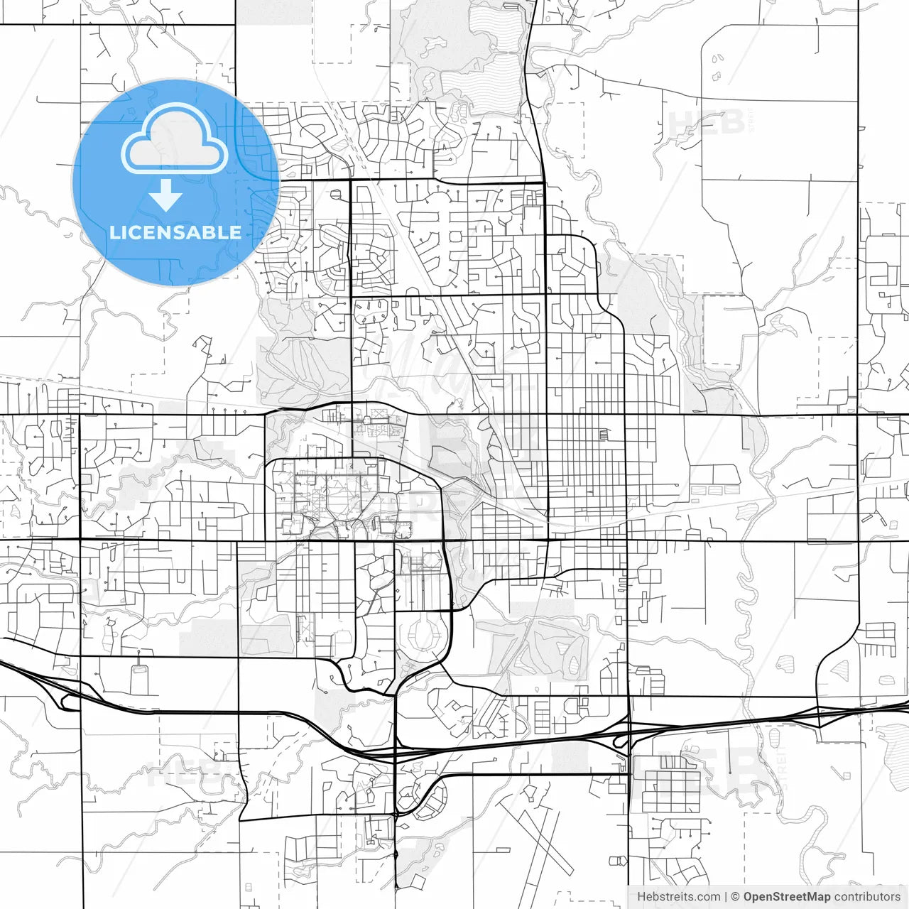 Vector PDF map of Ames, Iowa, United States