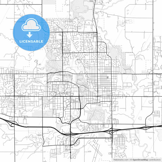 Vector PDF map of Ames, Iowa, United States