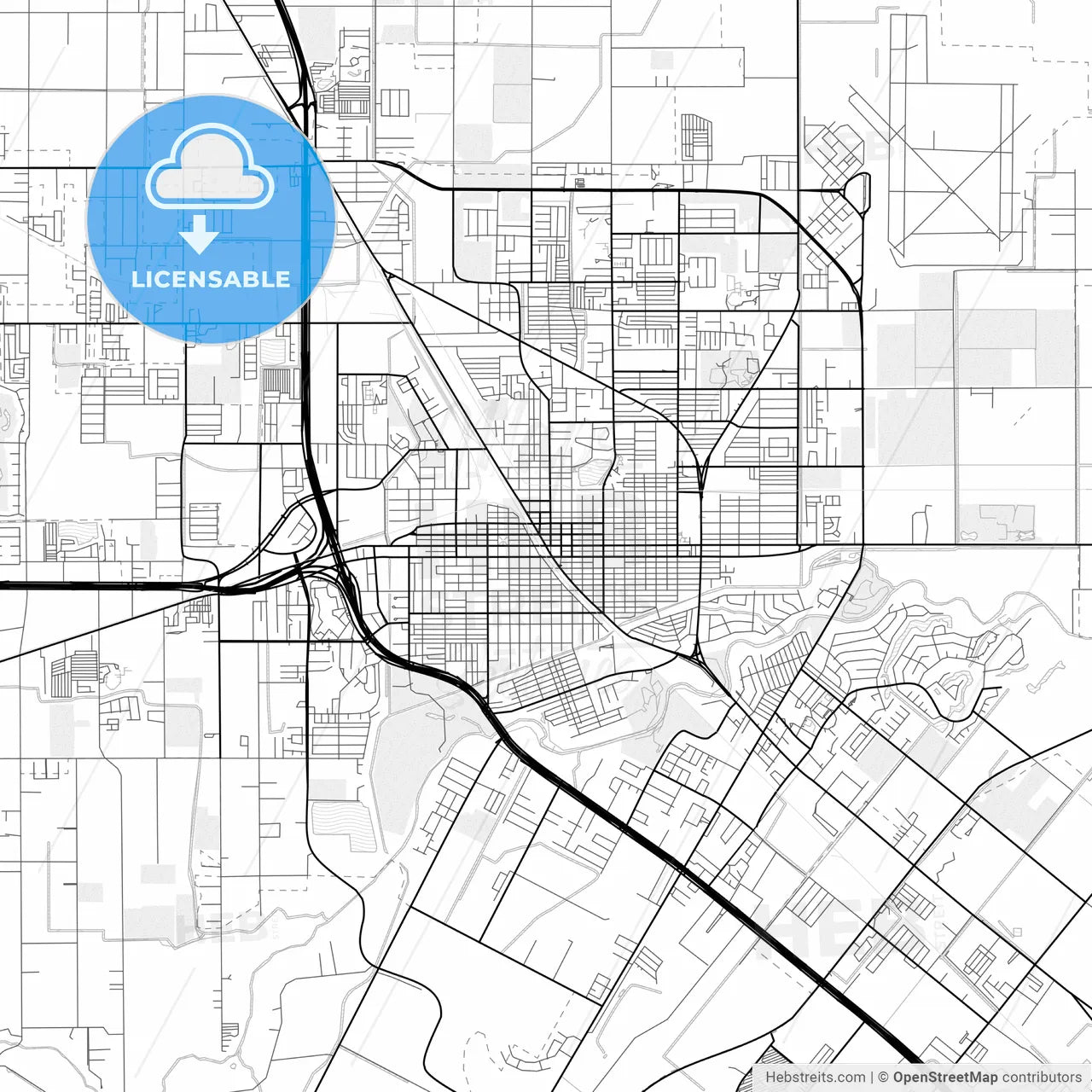 Vector PDF map of Harlingen, Texas, United States