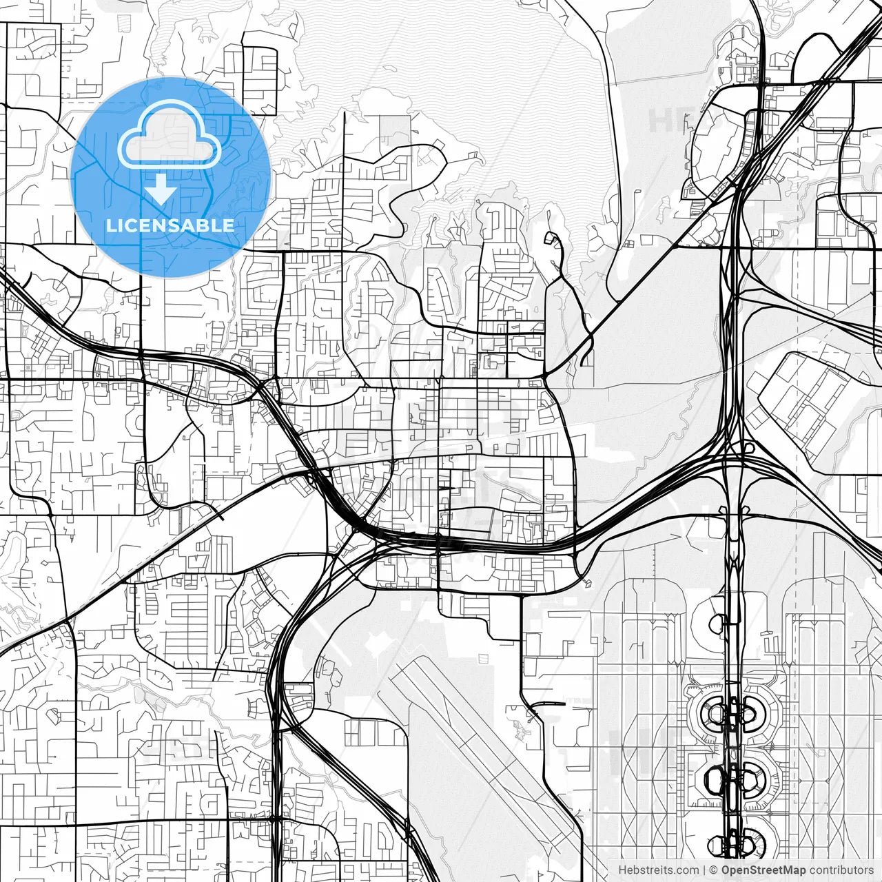 Vector PDF map of Grapevine, Texas, United States