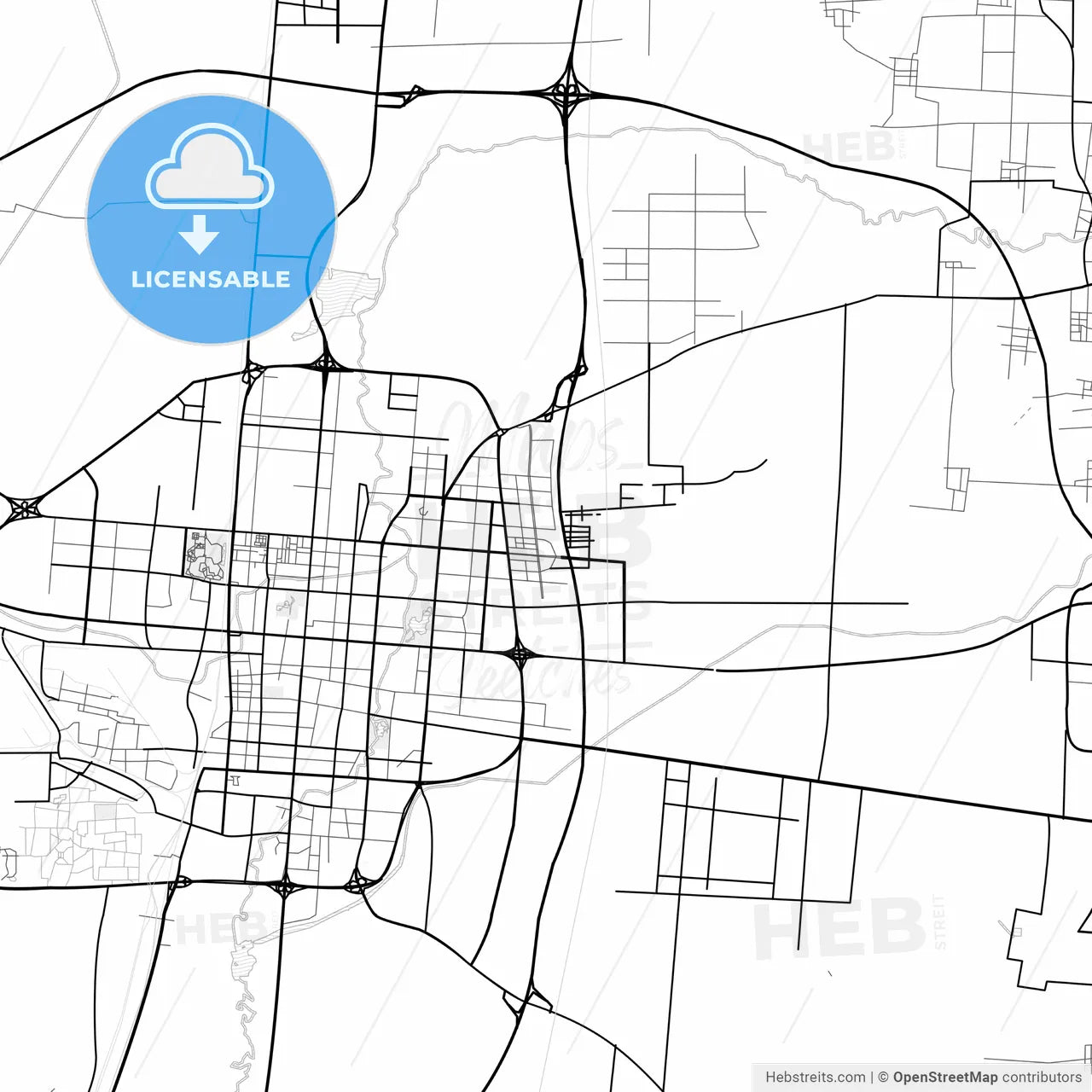 Vector PDF map of Handan, China