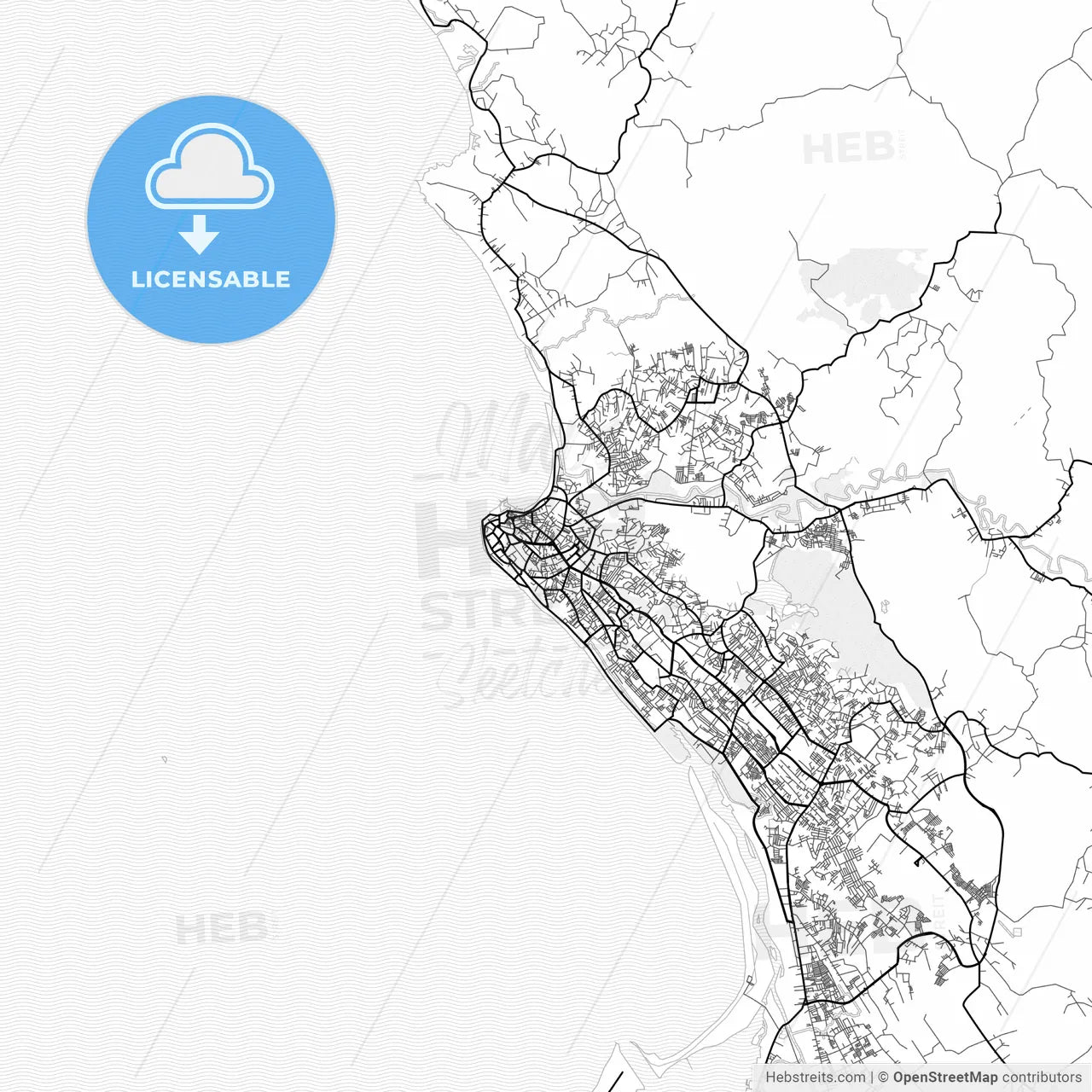 Vector PDF map of Bengkulu, Indonesia