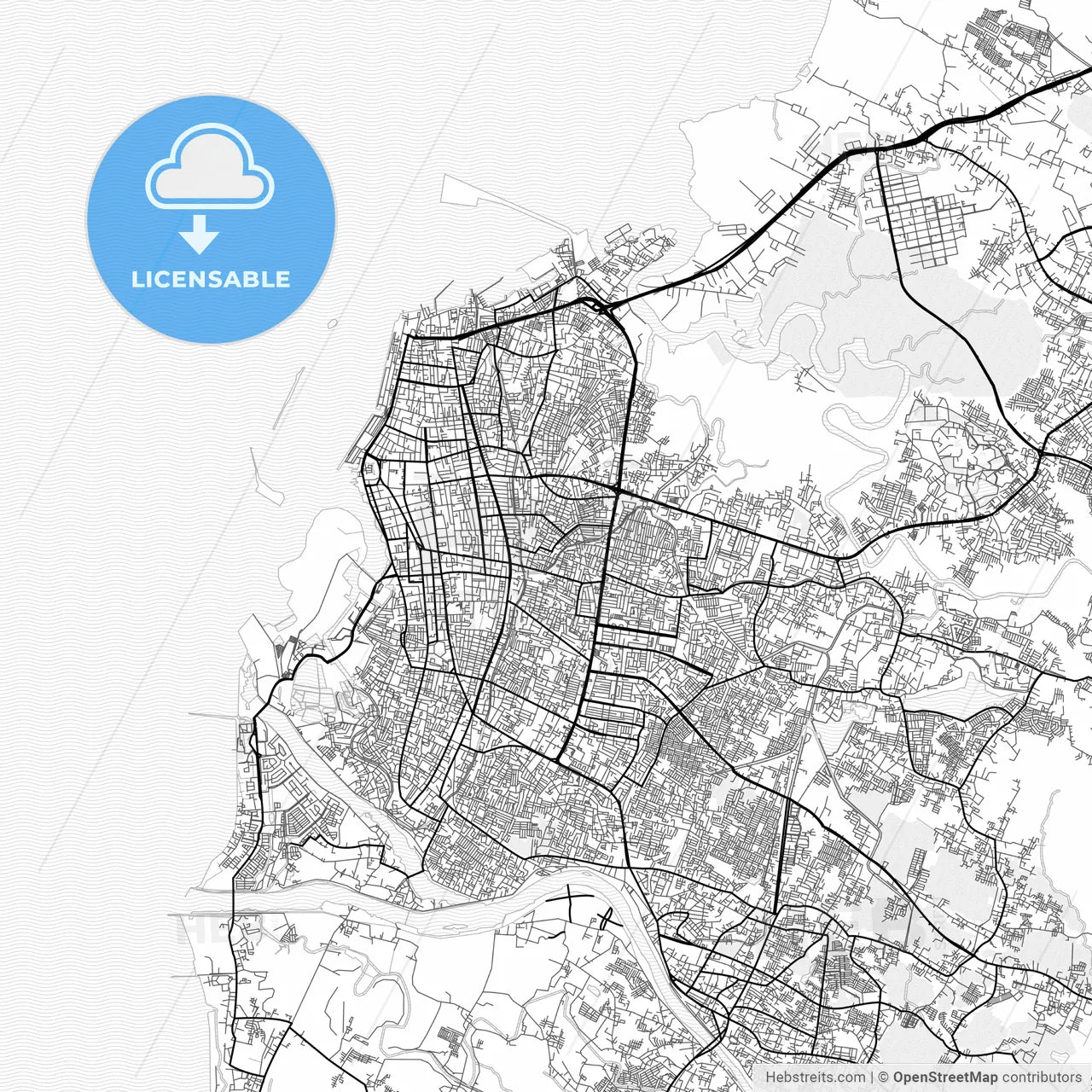 Vector PDF map of Makassar, Indonesia