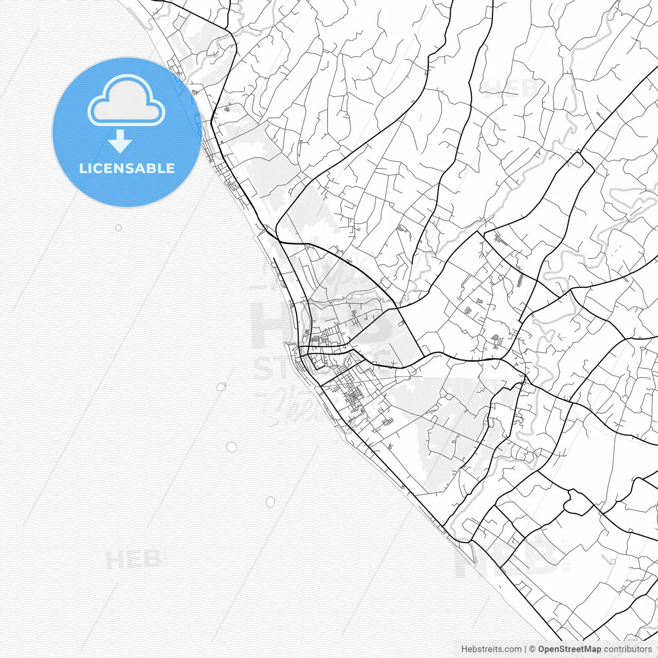 Vector PDF map of Pariaman, Indonesia