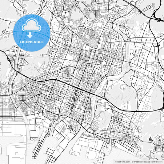 Vector PDF map of Himeji, Japan