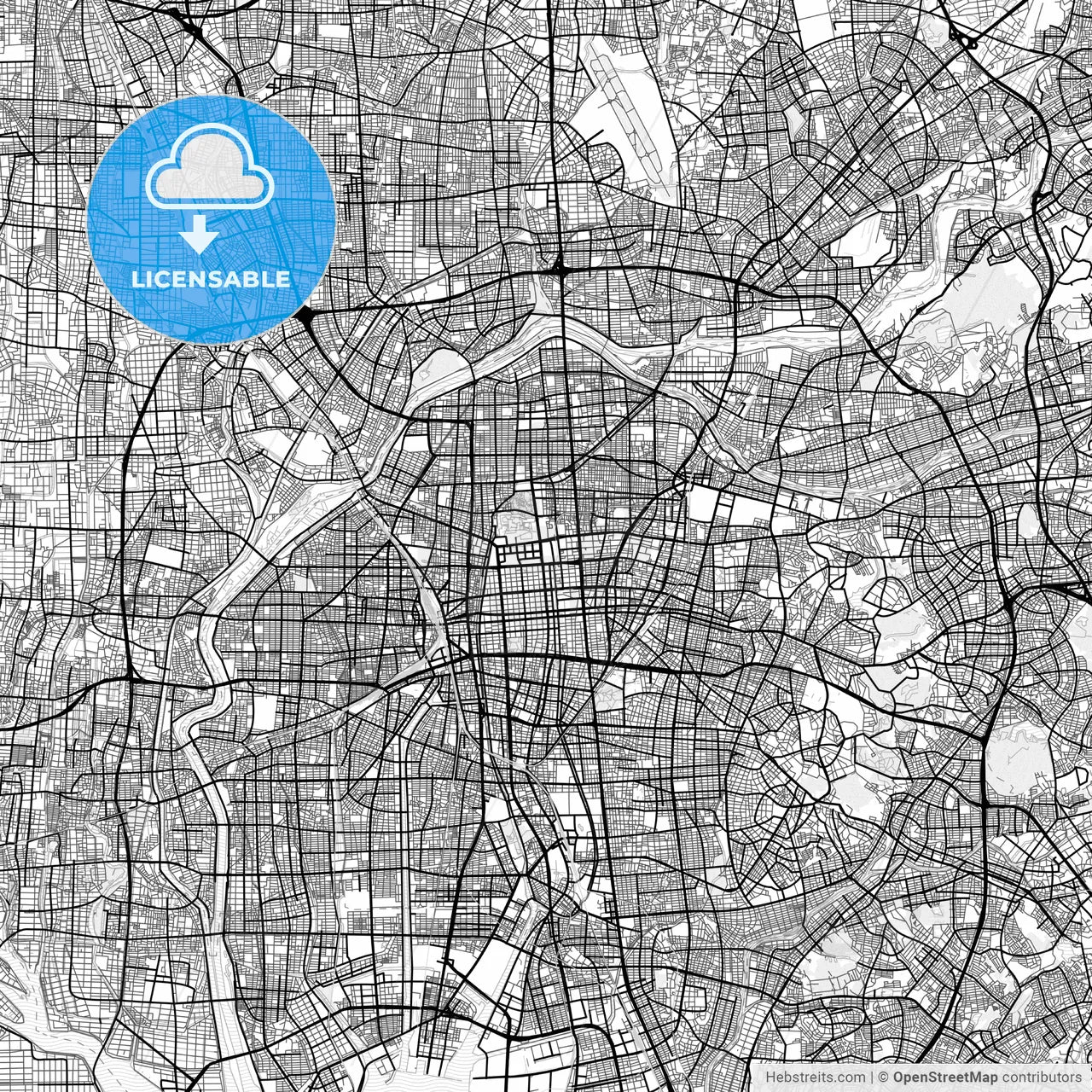 Vector PDF map of Nagoya, Japan