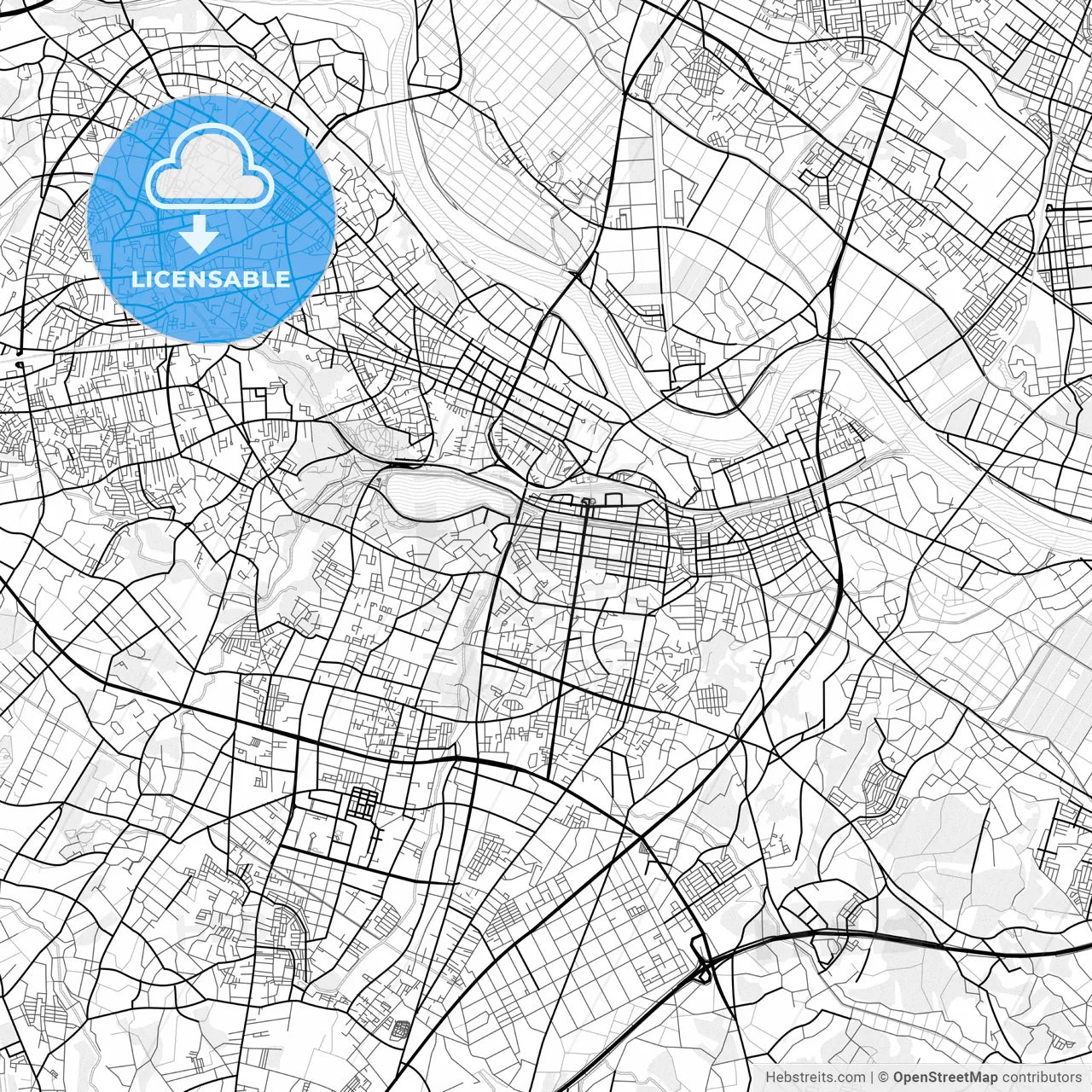 Vector PDF map of Mito, Japan