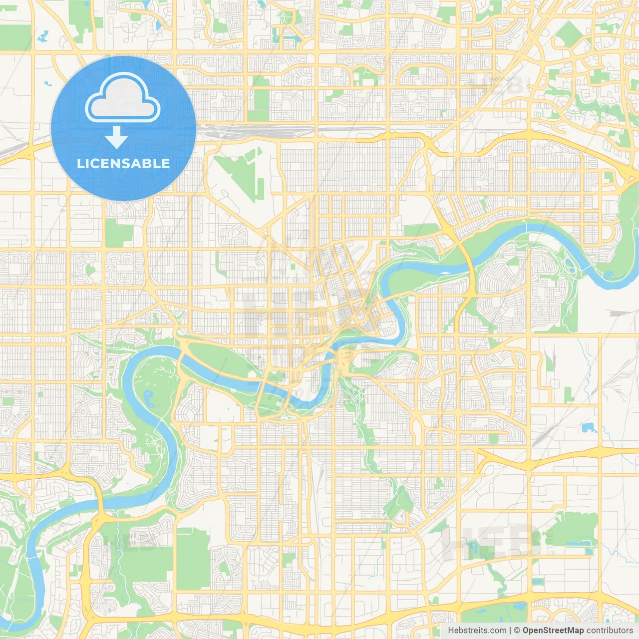 Empty vector map of Edmonton, Alberta, Canada