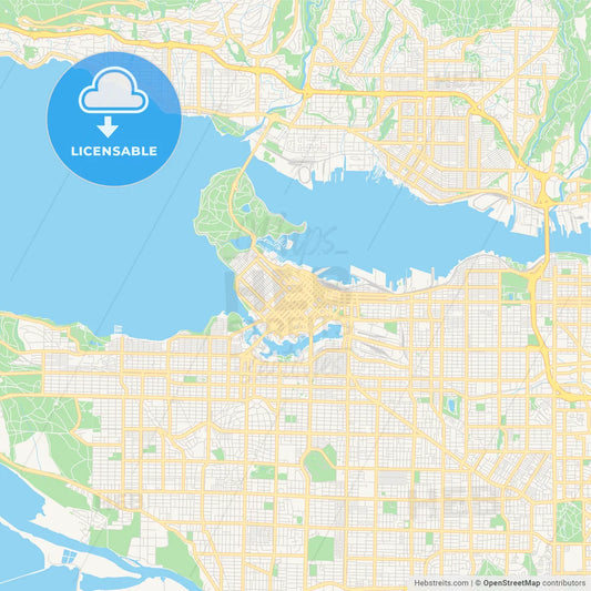 Empty vector map of Vancouver, British Columbia, Canada