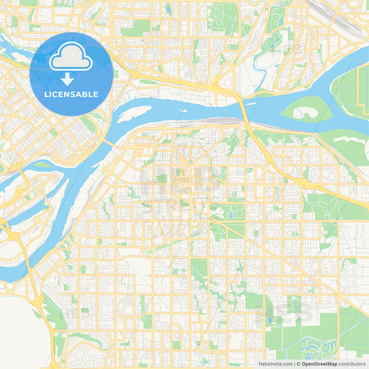 Empty vector map of Surrey, British Columbia, Canada