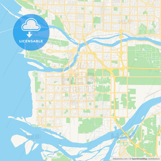 Empty vector map of Richmond, British Columbia, Canada