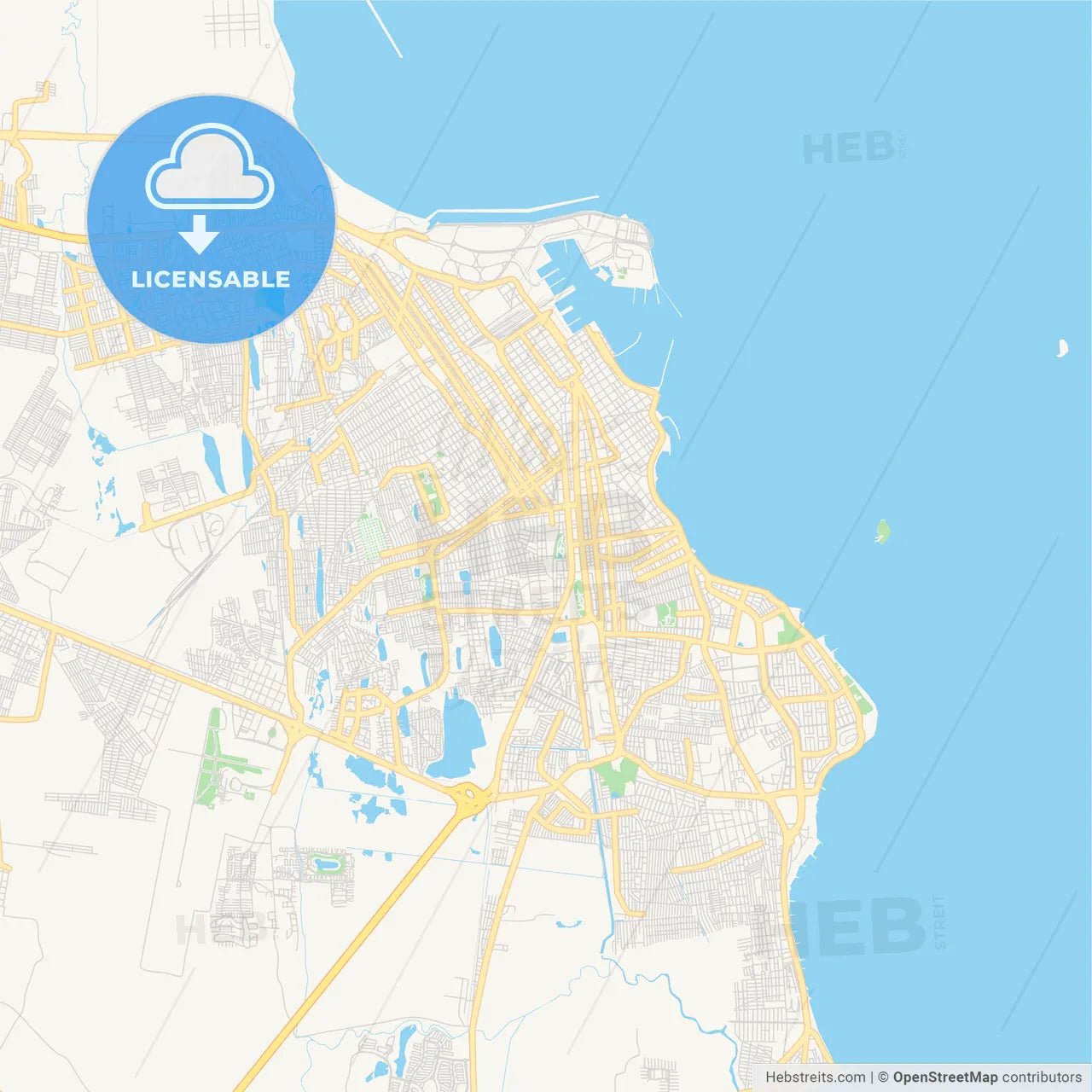 Empty vector map of Heroica Veracruz, Veracruz, Mexico