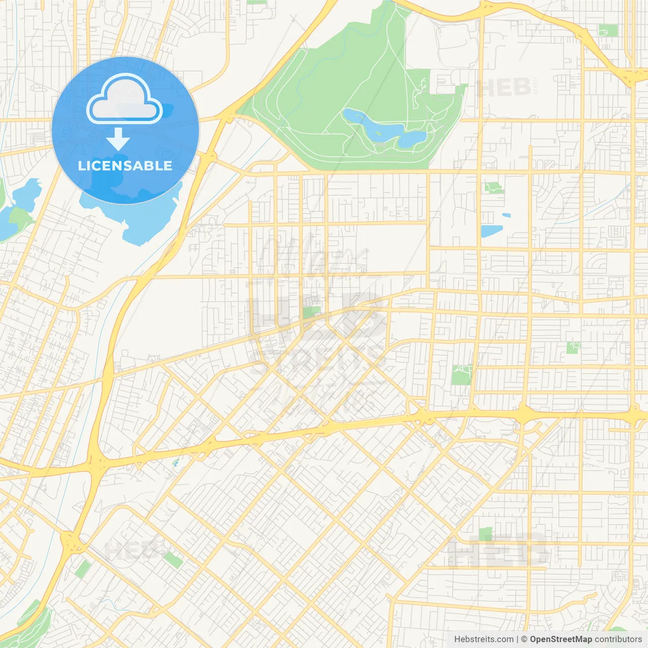 Empty vector map of Baldwin Park, California, USA